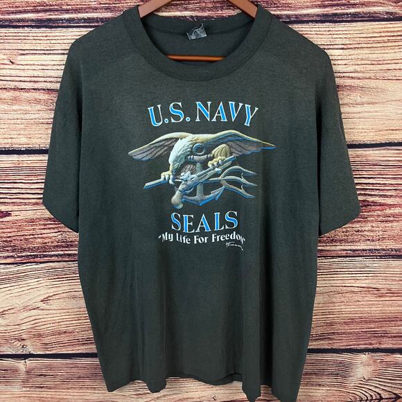 Vintage 1980s U.S. Navy Seals "My Life for Freedom" T-shirt - Picture 2 of 9